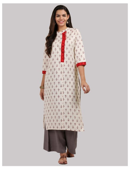 Kanak Cotton Straight Kurta-Off White