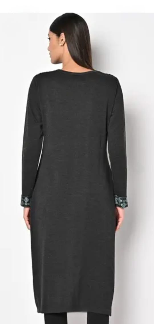 Shama Woolen Kurti-Dark Grey