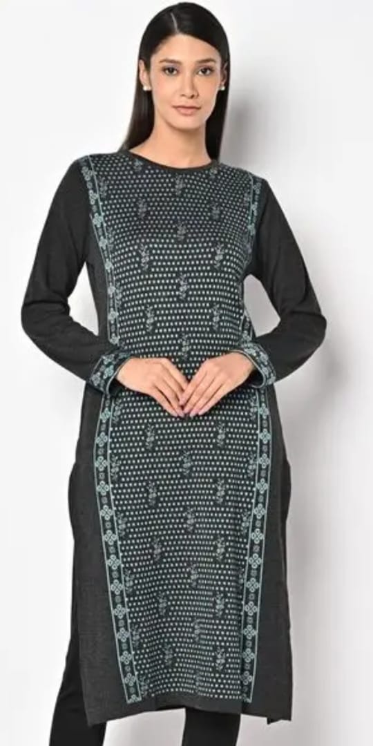 Shama Woolen Kurti-Dark Grey