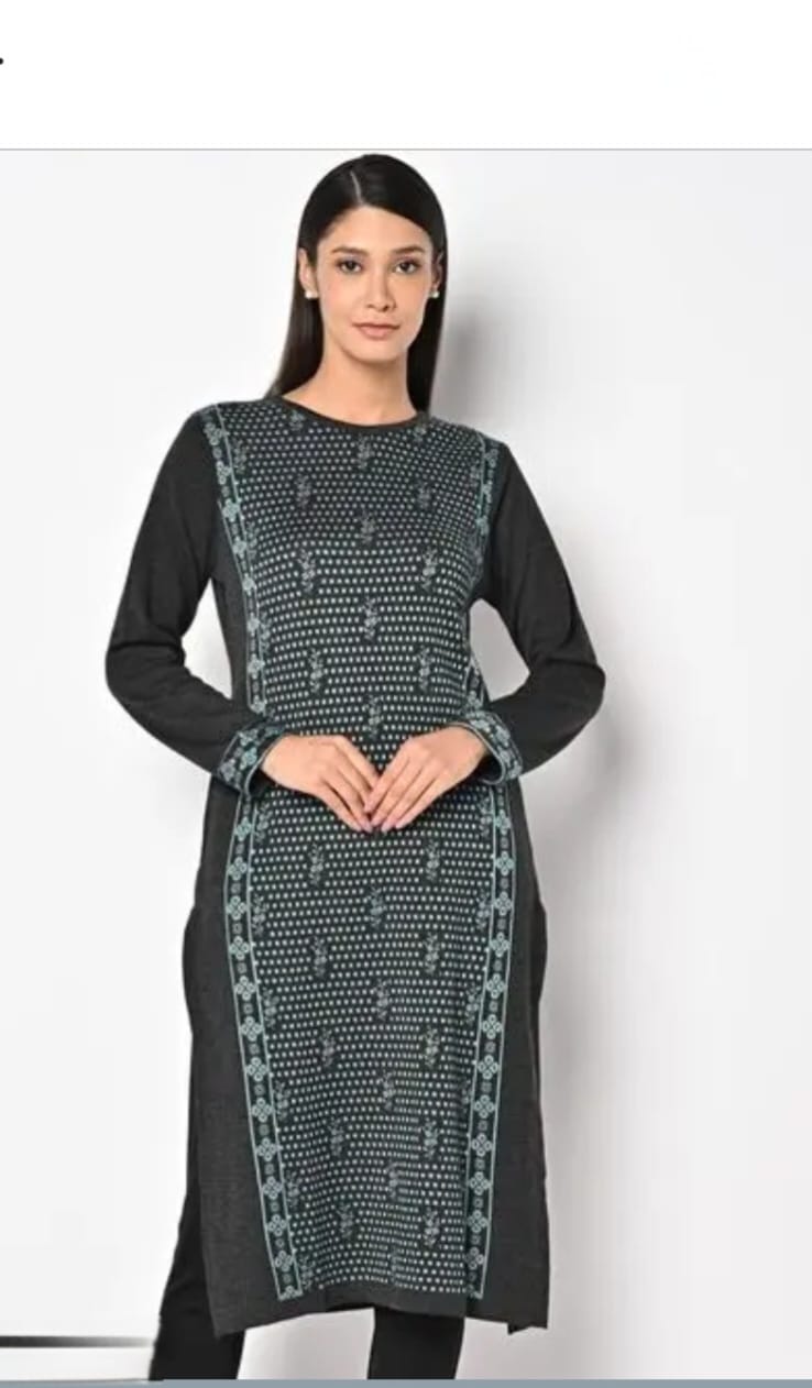 Shama Woolen Kurti-Dark Grey