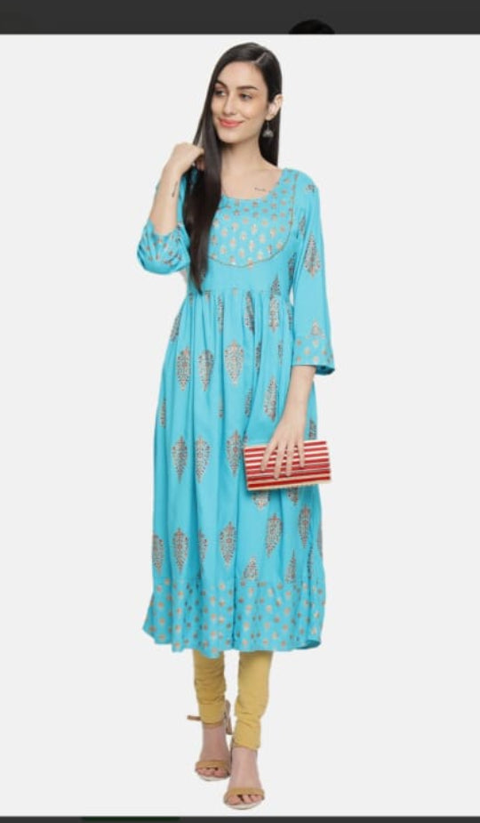 Nirali Frock Kurti-Sky Blue
