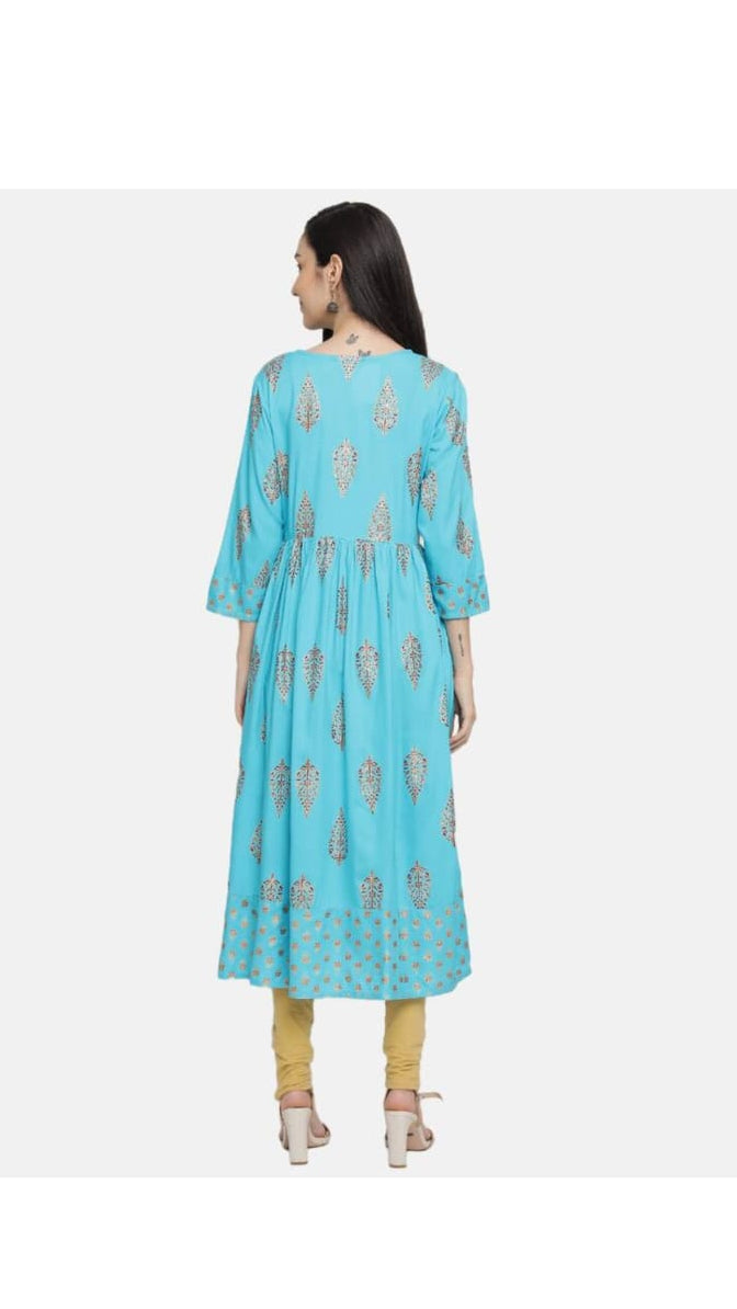 Nirali Frock Kurti-Sky Blue