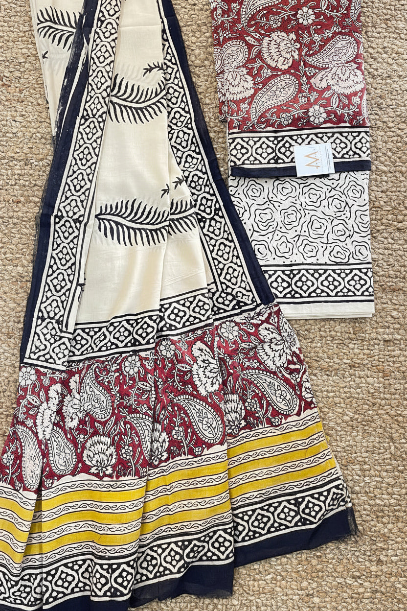 Handblock Cotton Unstitched suit