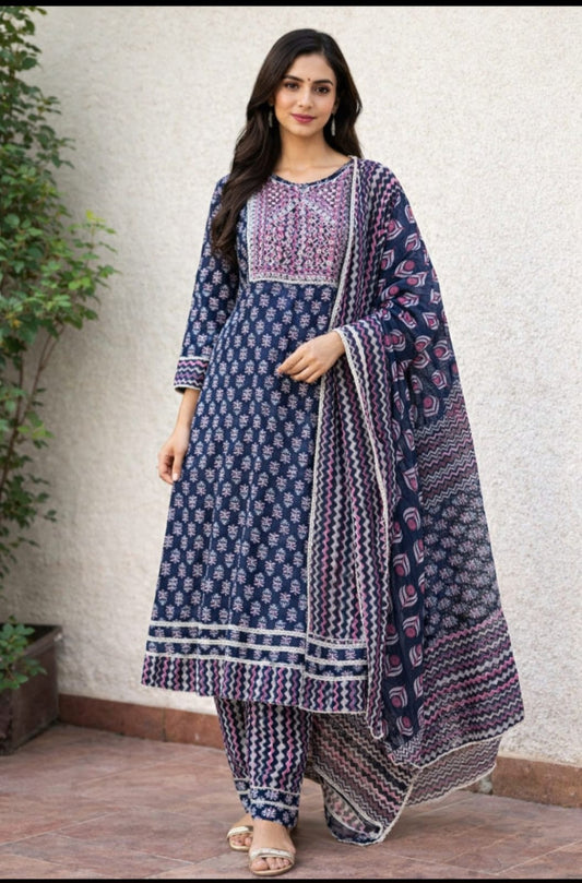 Avantika Anarkali Suit Set-Blue