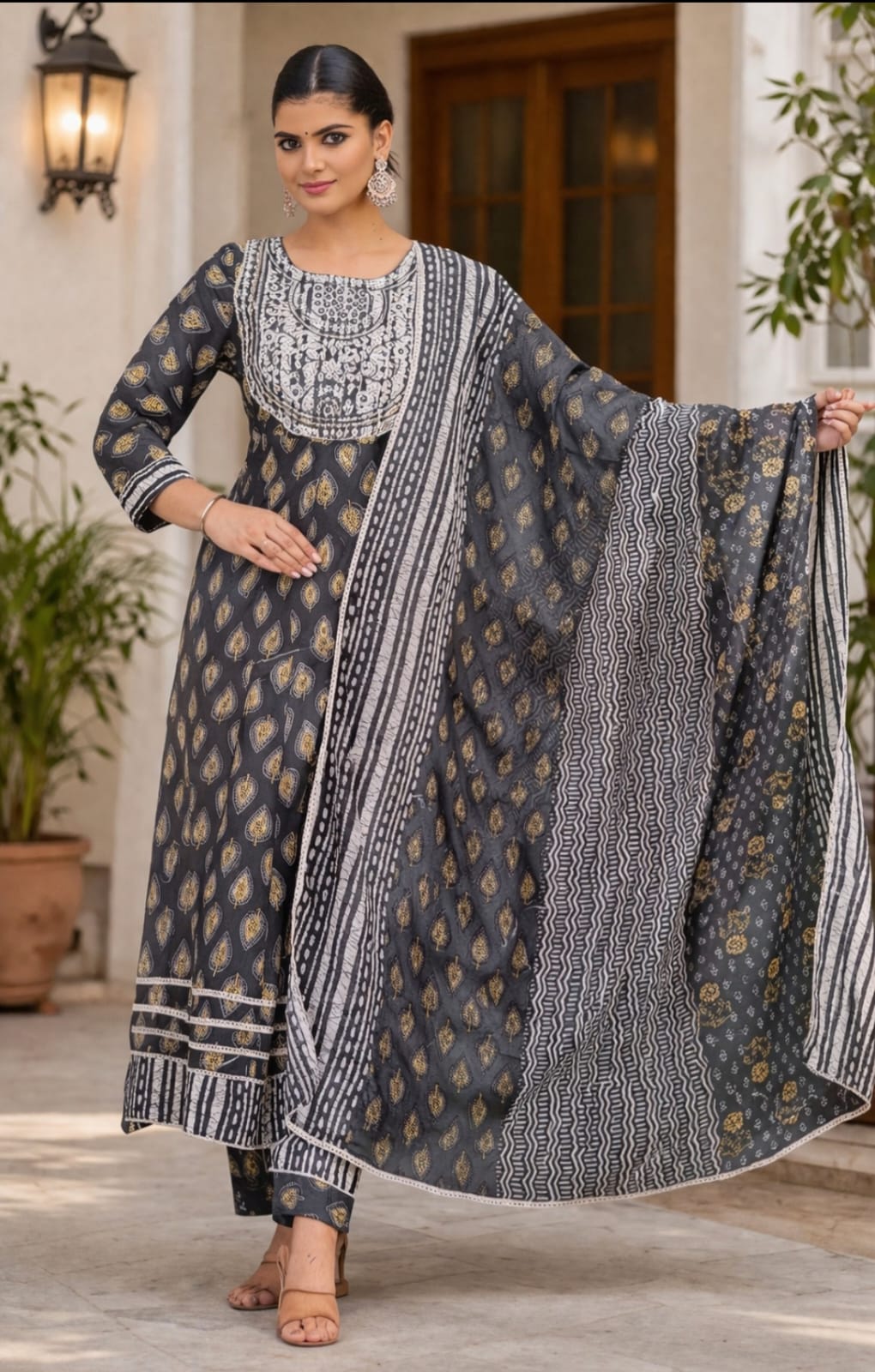 Avantika Anarkali Suit Set-Grey