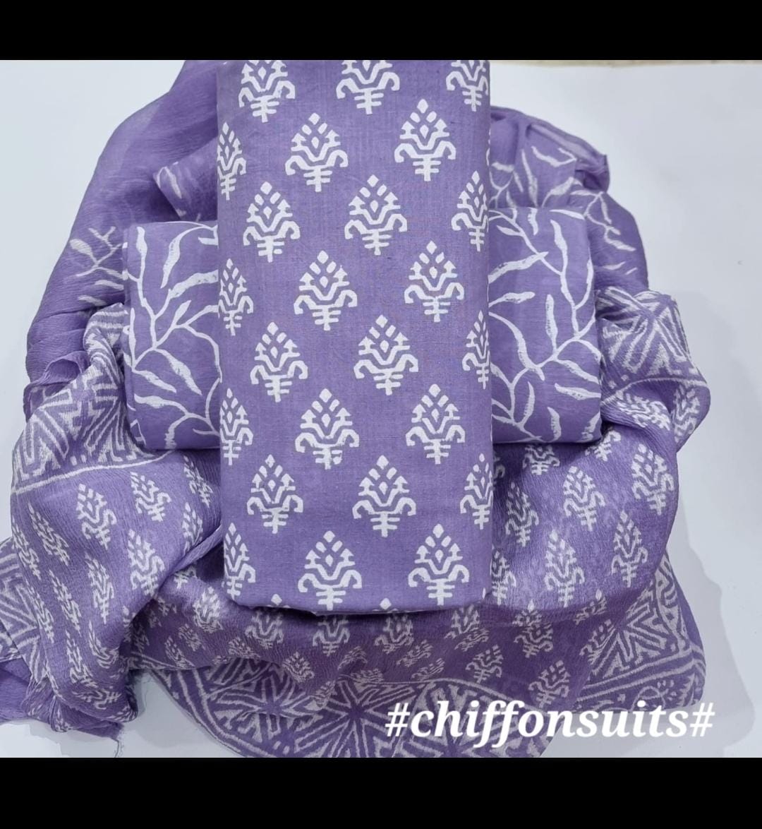 Batik Cotton Unstitched Suit-light purple