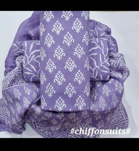 Batik Cotton Unstitched Suit-light purple
