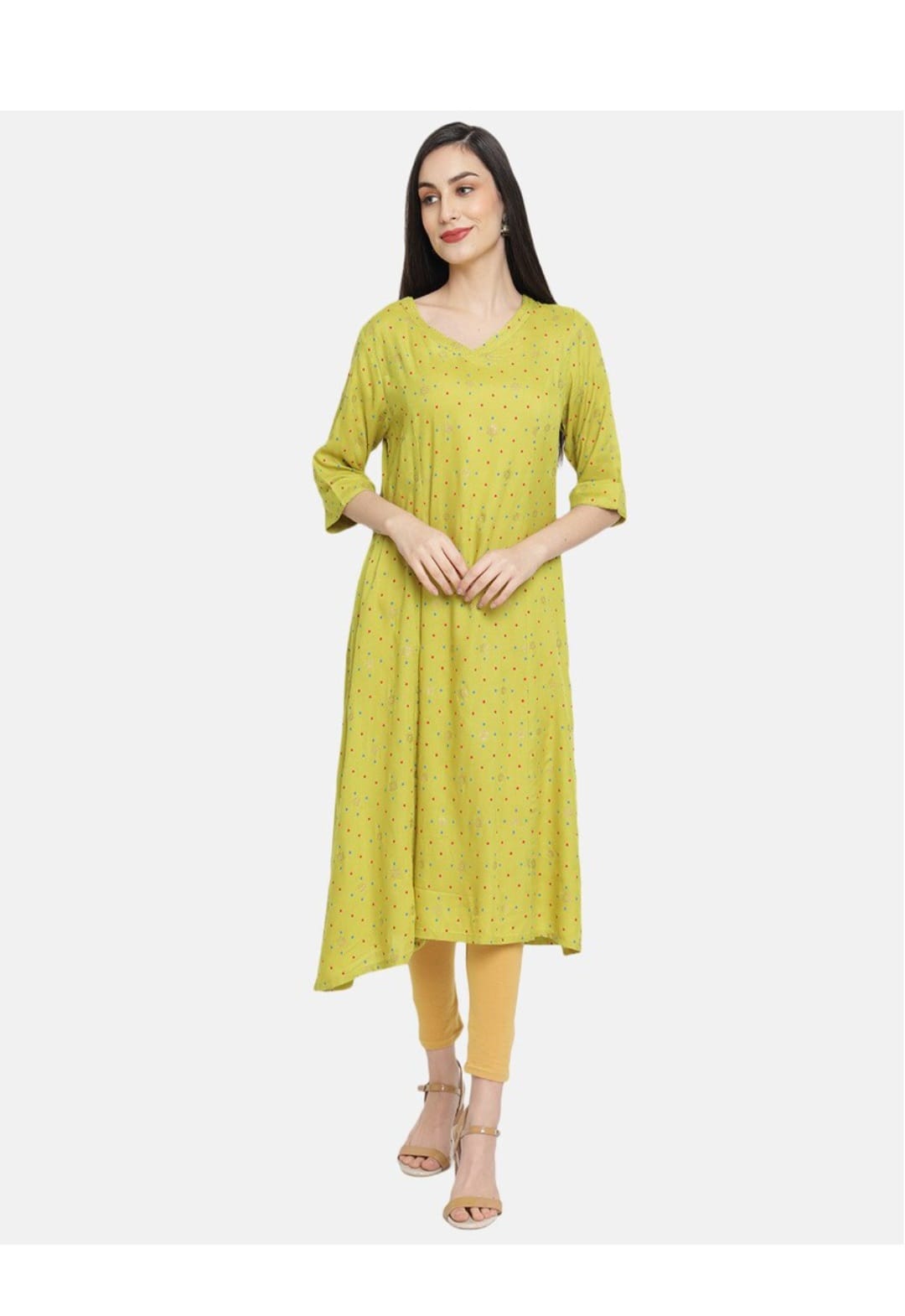 Ramaya Cotton A-line Kurta-Light Green (K45/46)