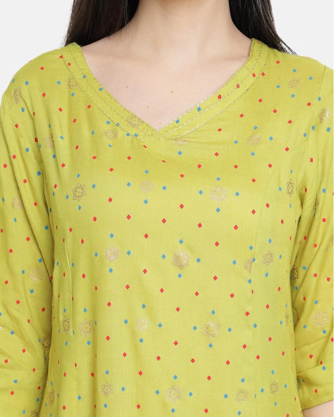 Ramaya Cotton A-line Kurta-Light Green (K45/46)